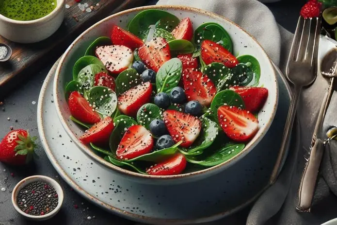 Espinacas-y-Fresas-con-Aderezo-de-Semillas-de-Amapola