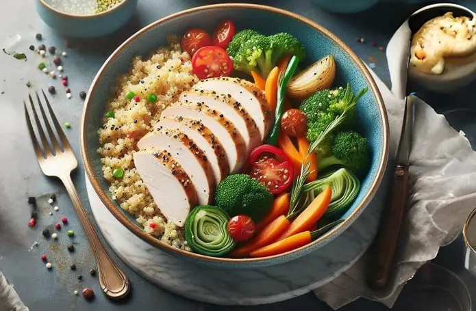 pechuga-de-pavo-con-quinoa-y-verduras-al-vapor